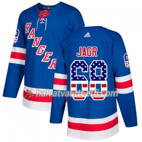 Miesten NHL New York Rangers Pelipaita Jaromir Jagr 68 Adidas 2017-2018 Blue USA Flag Fashion Authentic